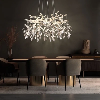 Lampadario A Sospensione LED Per Soggiorno Con Cristalli Di Vetro Cromo - Immagine 1 di 4