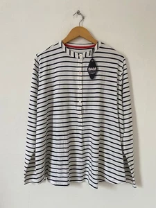 BAM Women Top Size 16 White Blue Stripe Long Sleeve Bamboo Technical Pullover - Picture 1 of 10