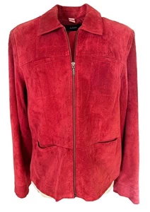 Vintage Alfani Damen Gr. XL rot Wildleder Lederjacke gefüttert - Bild 1 von 9