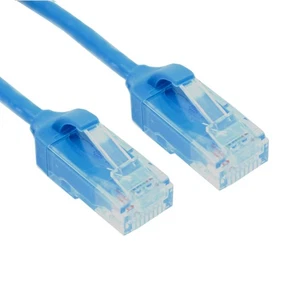 8ft Cat6 SLIM Ethernet RJ45 Patch Cable Stranded Snagless Booted BLUE - Picture 1 of 3
