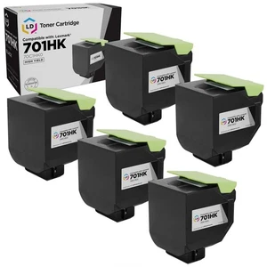 LD Reman Lexmark 701HK / 70C1HK0 5PK HY Black Laser Toner Cartridges - Picture 1 of 8