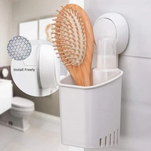 Bathroom Toothbrush Toothpaste Holder Wall-Mounted Suction Cup Organizer - Picture 1 of 10