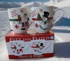 Tazas de cerámica navideñas FITZ AND FLOYD "Merry & Bright" (juego de 2) - Imagen 1 de 4