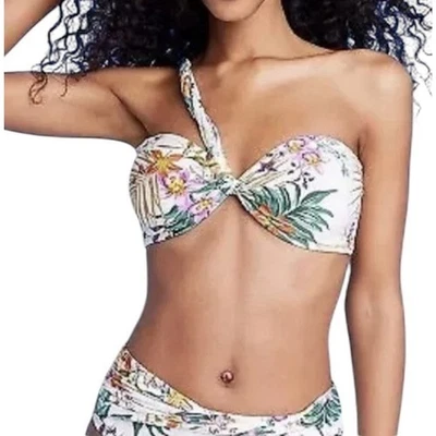 Top de natación bikini bandeau tropical de un hombro talla XL botánico Shade Shore nuevo sin etiquetas Foto 1 de 4