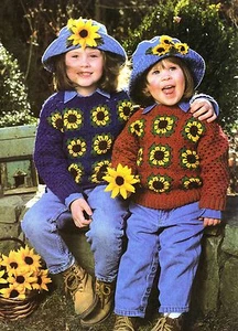 AUTUMN Girl's Sunflower Sweaters/Crochet Pattern INSTRUCTIONS ONLY - Picture 1 of 1