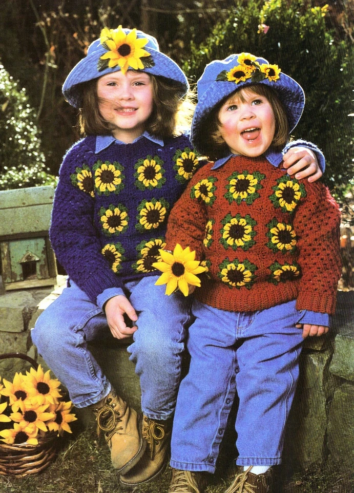 AUTUMN Girl's Sunflower Sweaters/Crochet Pattern INSTRUCTIONS ONLY - Image 1 of 1
