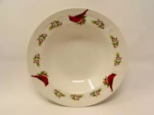 Winter Birds by Gibson Rim Soup Bowl Birds, Pine Cone, Holly, Embossed b291 - Bild 1 von 3