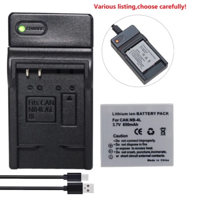 Akku oder Ladegerät für Canon NB-4L PowerShot SD450 SD600 SD630 SD750 SD780 IS - Bild 1 von 4