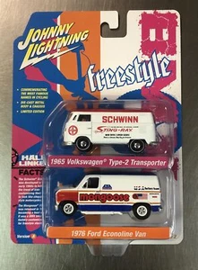 JOHNNY LIGHTNING FREESTYLE 1965 VW TYPE 2 TRANSPORTER & 1976 FORD ECONOLINE VAN - Picture 1 of 5