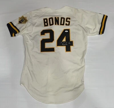 BARRY BONDS SIGNED AUTHENTIC PITTSBURGH PIRATES RUSSELL ATHLETIC JERSEY JSA LOA - Image 1 of 4