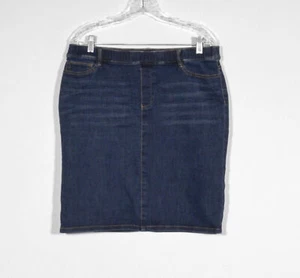 J. .Jill Denim Stretch Pull On Skirt Dark Wash Cotton Blend Sz M - Picture 1 of 4