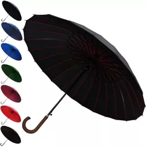 COLLAR AND CUFFS LONDON - Windproof 24 Rib Large Strong Umbrella - 60mph Rein... - Picture 1 of 8