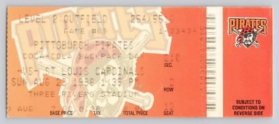 (2) Mark McGuire Home Run #440 Pirates Cards Baseball Game Tickets 1998 B2-107 - Image 1 of 4