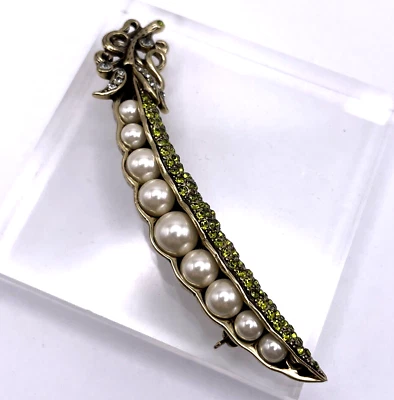 HEIDI DAUS «Подглядал» кристалл и искусственный жемчуг гороха Pod Pin/брошь - новый с Ярлыками - Изображение 1 из 4