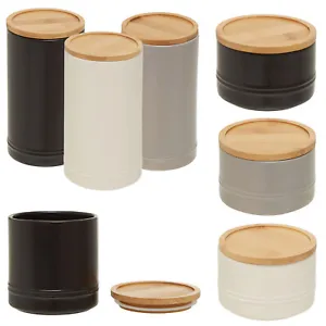 Fenwick Tea Coffee Sugar Storage Canisters Jars Food Containers Tins Wooden Lid - Picture 1 of 49