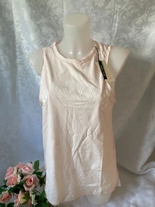River Island Ri Active Printed Sport Vest Top Light Pink Size L Organic Cotton!
