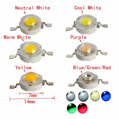 10x 50x 1W 3.0-3.3V SMD LED Chip High Power Beads Light Warm/Cool White Lamp - Image 1 of 4