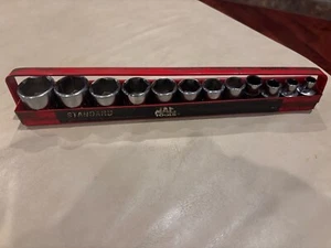 12 Stck. Mac Tools X6 SAE 6 pt flaches Steckschlüsselsatz mit Metallfach 3/8 Bohrer 7/8 Zoll -1/4 Zoll - Bild 1 von 8