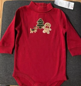 NWT Boys Gymboree One-Piece Bodysuit Xmas Gingerbread Man 3-6 Months 100% Cotton - Picture 1 of 2