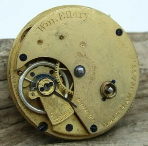 Waltham Wm Ellery Pocket Watch Movement 1873 Model 8s 11j 1693984 (B3R) - Picture 1 of 2