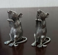 Vasetti vintage in argento massiccio H/M sale e pepe a forma di coppia di topi