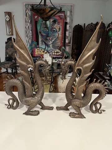 Pair Of Dragon Andirons Cover