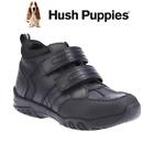 Hush Puppies Boots Boys School Shoes Black Leather Adjustable Fastening Jezza 