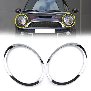 Right + Left Side Chrome Headlight Ring Frame For Mini Cooper R55 R56 2007-2015 - Picture 1 of 11