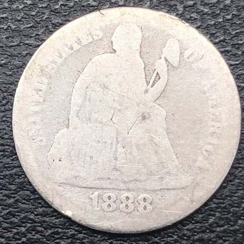 1888 Seated Liberty Dime 10c Circulated #32775 Cover