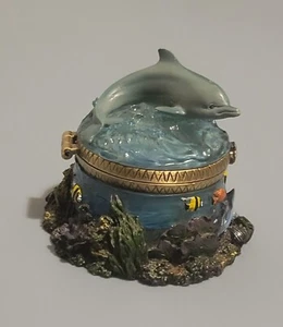 Christian Riese Lassen Collection Kahana Falls Dolphin Under The Sea Trinket Box - Picture 1 of 4