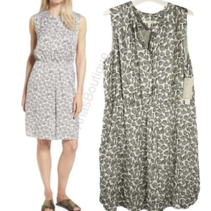 Nordstrom Collection silk lining ivory sleeveless dress leaf print Size XLarge  - Picture 1 of 16