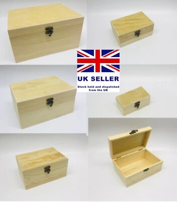 Wooden Craft Box Pine Treasure Chest Storage Memory  Keepsake Gift Personalise - Image 1 of 4