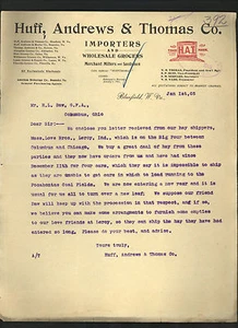 Huff, Andrews & Thomas Co. 1905 letter on need for railroad cars - Bluefield WV - Picture 1 of 1