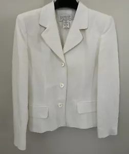 Petite Sophisticated Women’s White Linen Blazer Size 2 - Picture 1 of 5