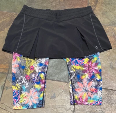 Saia esportiva XL saia multicolorida floral Capri legging Skort #266 - Imagem 1 de 4