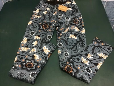 Just Cozy faux fur legging in grey/blue flower design M/L new - Image 1 of 4