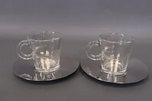 Nespresso Set Glass Collection Espresso Cups & Saucers,A & P Cahen Design,New - Picture 1 of 4