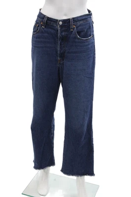 Levis Unisex Boyfriend Cropped Dark Blue Jeans Size 30 - Image 1 of 4