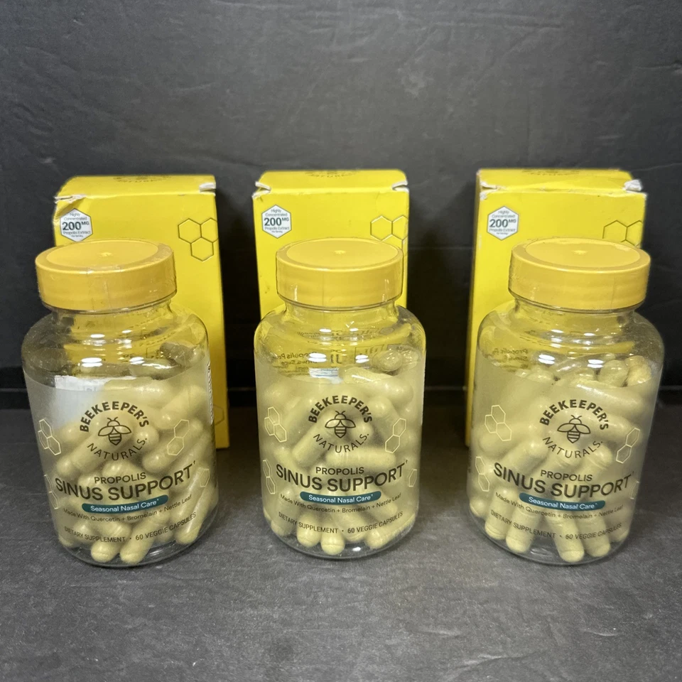 Paquete de 3 Beekeeper's Naturals Propóleo Soporte Sinusal Cuidado Nasal Caducado 7/2025 Foto 1 de 4