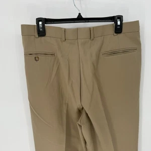Pantalones de vestir Brooks elásticos para hombre 35R beige de lana plisados con puños 35x33 - Imagen 1 de 6