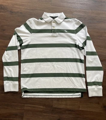 Abercrombie & Fitch Muscle Rugby LS  Shirt Mens XXL  Green White Striped - Image 1 of 4