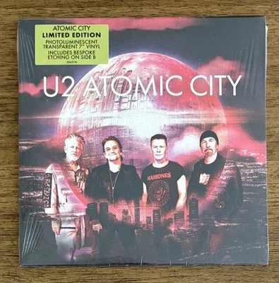 U2, Atomic City, 45, Limited Edition, SEALED, Photoluminescent, W Etching, NEW - Image 1 of 2