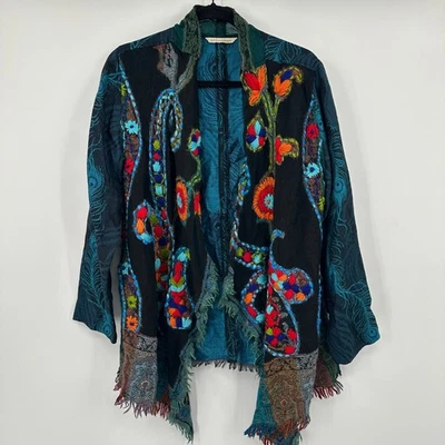 Cárdigan suéter para mujer Soft Surroundings bordado pluma de pavo real kimono S Foto 1 de 4