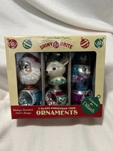 Christopher Radko Shiny Brite Christmas Reflector Ball Drop Glass Ornament Santa - Picture 1 of 8
