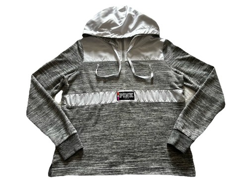 UNDERCOVER ??Pullover con cappuccio e zip Victoria's Secret ROSA logo 1 2 grigio e bianco taglia S