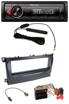 Pioneer MP3 DAB 1DIN AUX USB Autoradio für Ford Focus C-Max Galaxy ab 2007 schwa - Bild 1 von 4