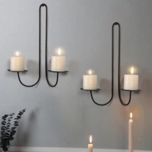 Candle Sconce Wall Decor Metal Pillar Candles Stand Decorative Wall Mount Candle - Picture 1 of 11