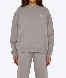 SET ACTIVE Felpa Girocollo Oversize Tg L Marrone Grigio Lounge Tempo Libero - Foto 1 di 17