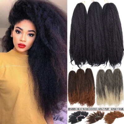 Paquetes de 3/5 Puff Afro Rizado Trenzas A Granel Trenzado Extensión de Cabello Como Humano Foto 1 de 4