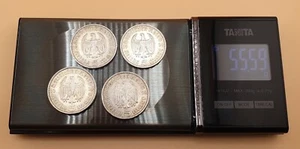 Impero tedesco 4 monete d'argento Hindenburg 1935 e 1936 argento 50 grammi argento fine - Foto 1 di 3
